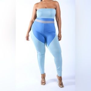 Plus size | Color blocked tube jumpsuit